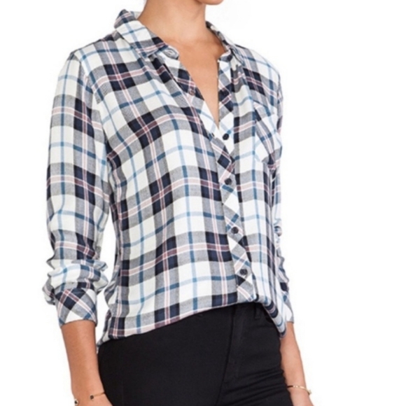 Rails Hunter Long Sleeve Button Down Plaid Flannel Shirt Size Small - Picture 2 of 16